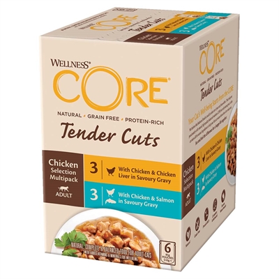 Wellness Core Tender Cuts Våtfoder Till Katt med Kyckling 6x85g